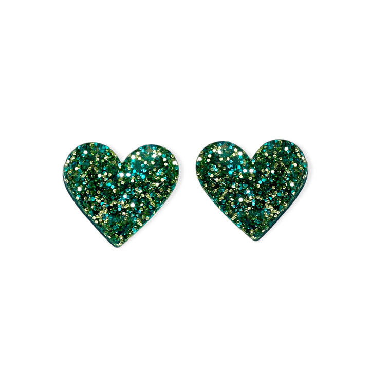 TINY HEARTS - green glitter
