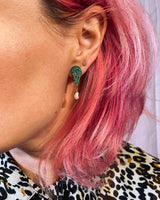 Tiny Drop - Green Glitter with Pearl