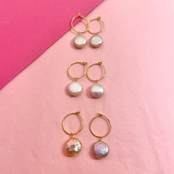 Pearls on hoops - coin pearls