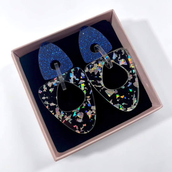 80s Glam - midnight glitter/rainbow/holo flakes