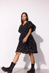 BOBBY DRESS - BLACK W/DOTS