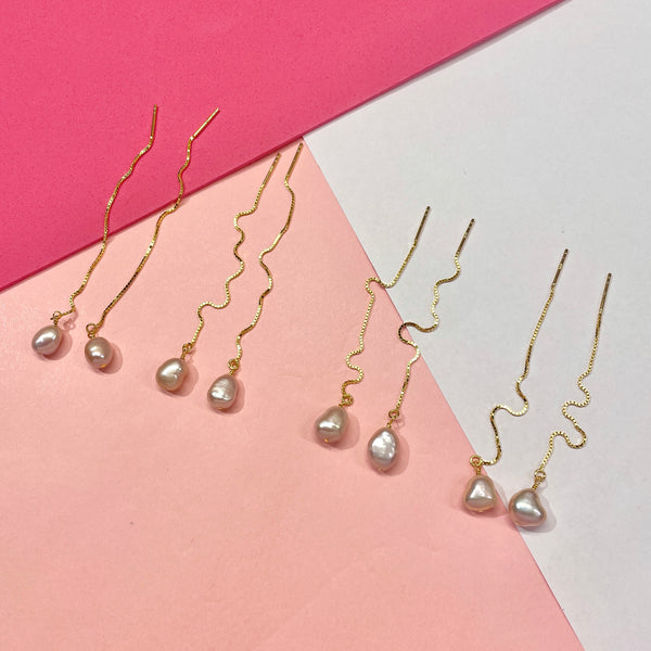Pearls on a string - natural peach