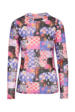 MADISON MESH BLOUSE - MULTIVERSE ART PRINT