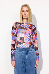 MADISON MESH BLOUSE - MULTIVERSE ART PRINT