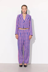 PAMELA TROUSERS - PINK CHECKED