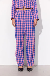 PAMELA TROUSERS - PINK CHECKED