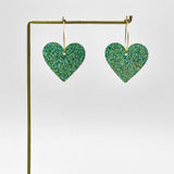 Two Hearts, green glitter